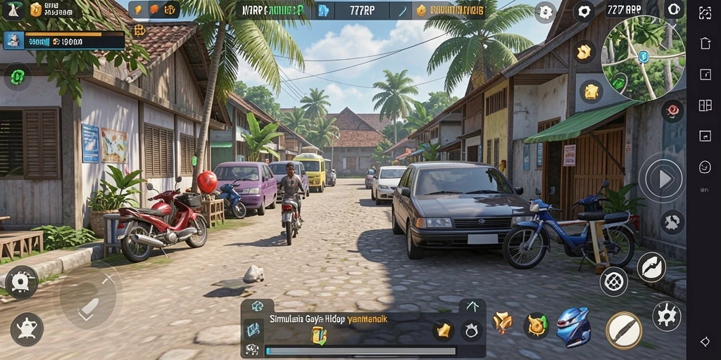 Screenshot utama 77RP menampilkan gameplay simulasi yang menarik.