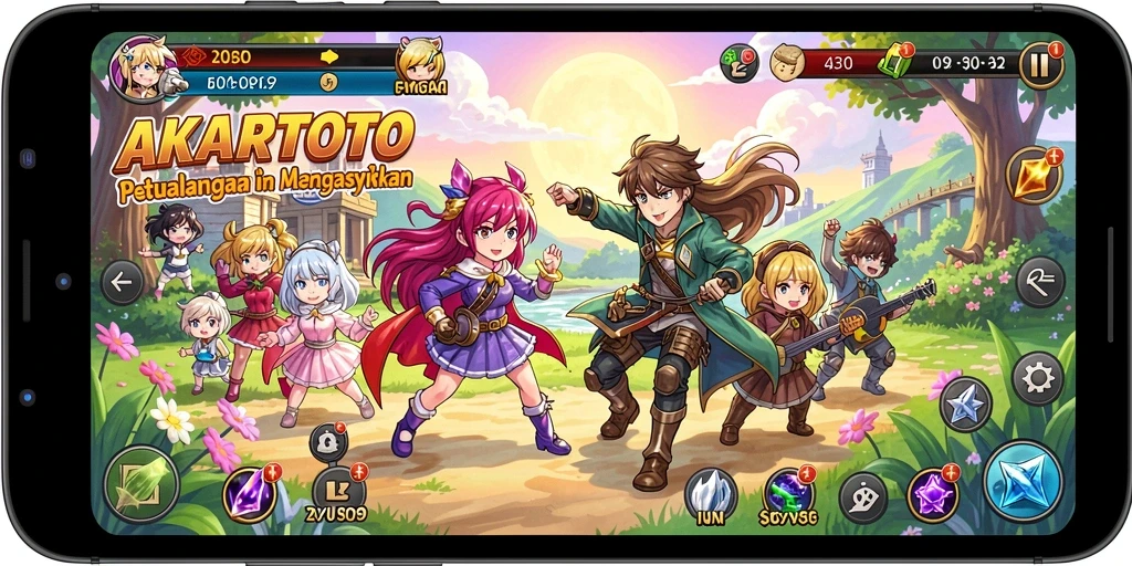 Screenshot menampilkan aksi seru dalam gameplay Anime AKARTOTO.