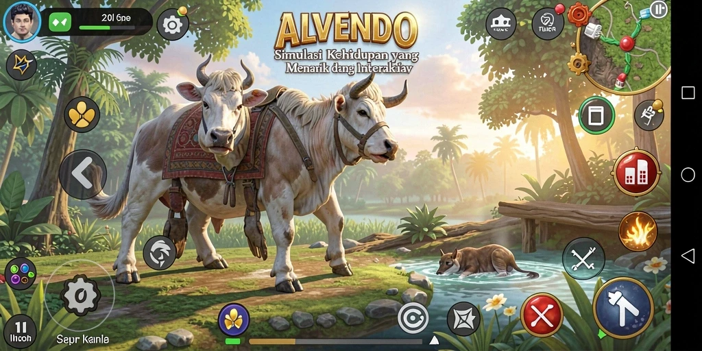 Tampilan gameplay dari ALVENDO yang menarik dan penuh interaksi.