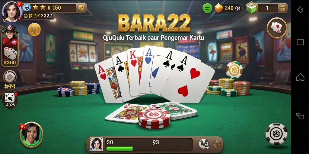 Screenshot gameplay BARA22 menampilkan suasana seru permainan QiuQiu.