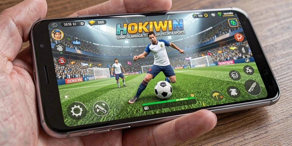 Tampilan gameplay seru HOKIWIN dengan berbagai mode olahraga.