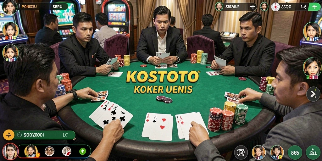 Screenshot KOSTOTO menampilkan pertandingan poker yang seru dan menegangkan.