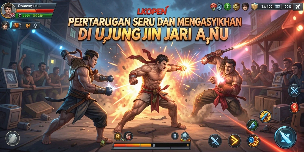 Gameplay LKOPEN menampilkan aksi pertarungan yang epik dan seru.