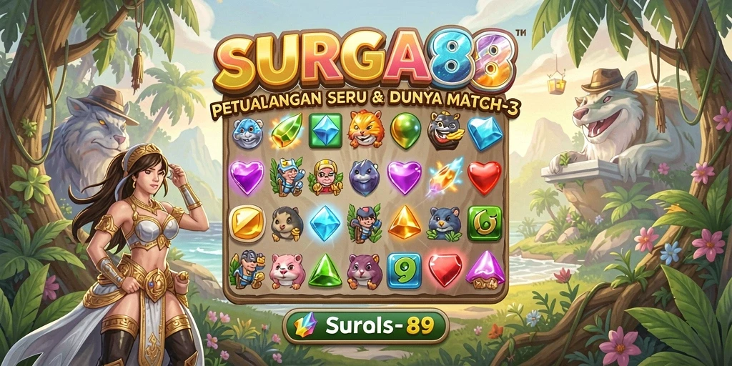 Tampilan gameplay SURGA88 dengan elemen Match-3 yang menarik.